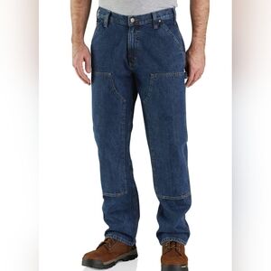 Carhartt Men's Loose Fit Double-Front Utility Logger Jeans Blue Denim 34x32 GUC